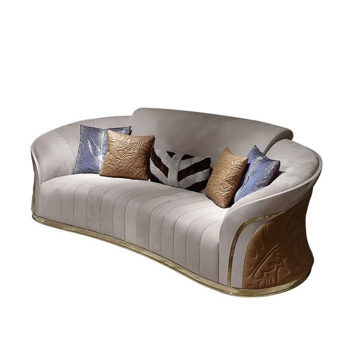 Designer furniture customized Italian light luxury high-end villa large four-seat leather sofa combination