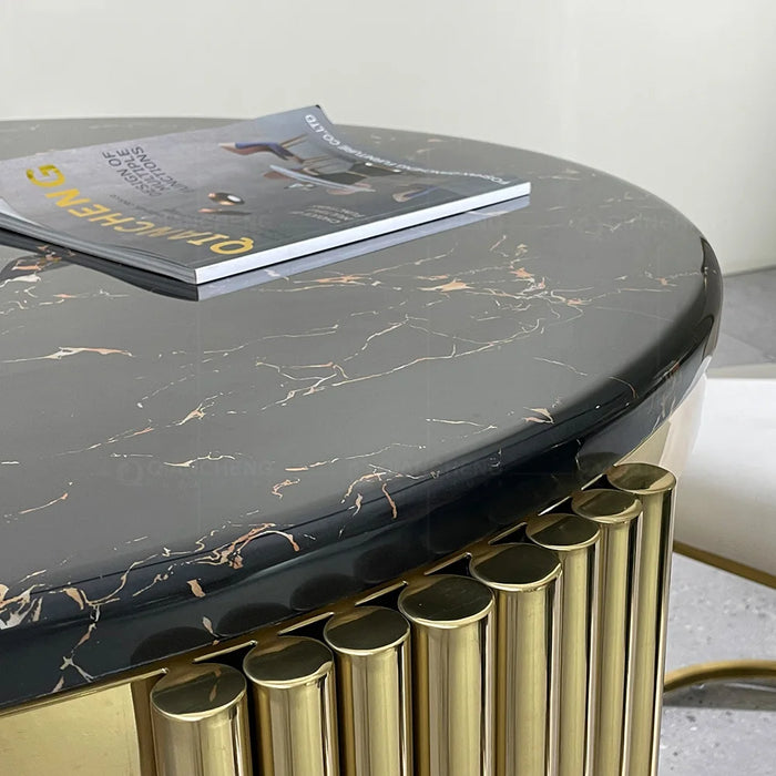 New rectangular marble dining table light luxury high-grade stainless steel dining table and chair combination