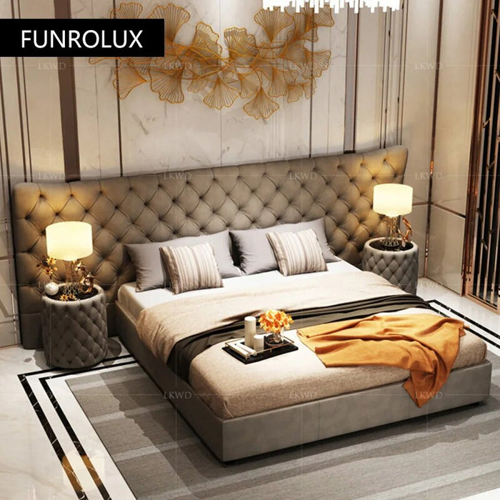 Modern style bed leather double master bedroom modern simple high-end bed luxury wedding bed
