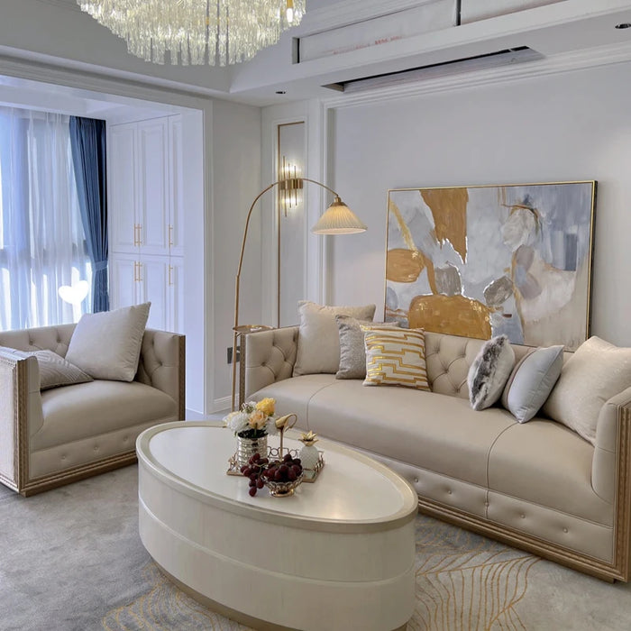 Customized Italian light luxury sofa modern minimalist living room straight row small apartment ultra-deep sitting wide three-se