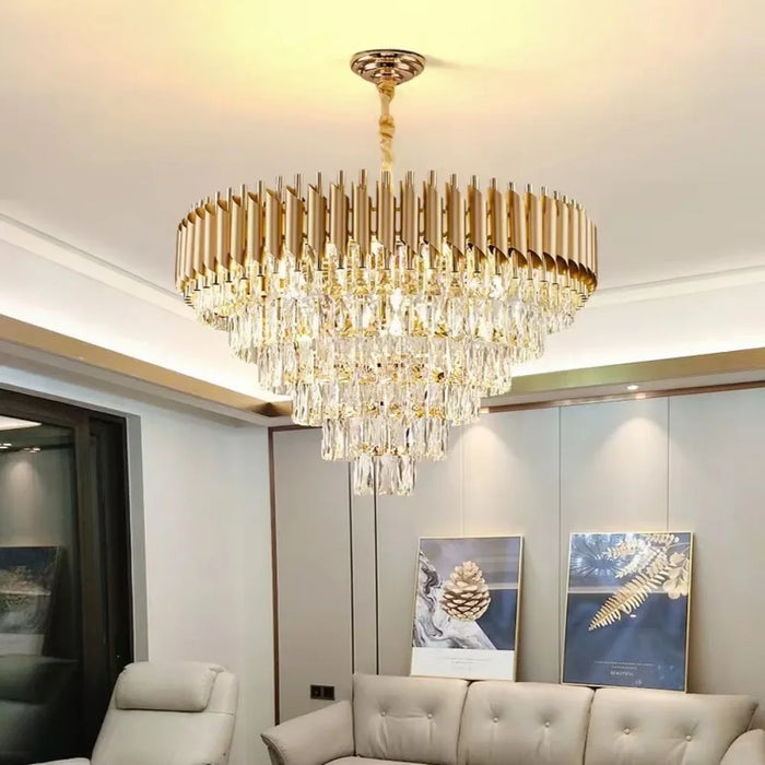 Modern Luxury K9 Crystal Chandeliers Black Metal Pendant Light for Living Room Bedroom  Led Indoor Lighting Home Decoration