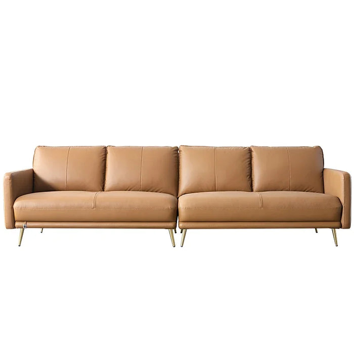Leather sofa, living room, luxury, modern, high-grade brown sofa, office, straight-line sofa, Italian minimalist sofa