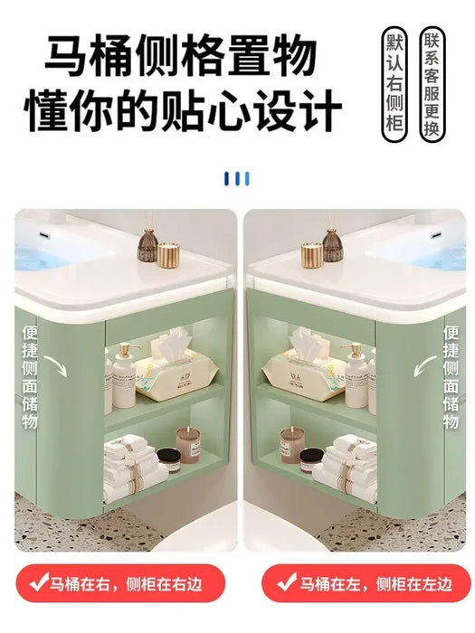 Simple Green Toilet Bathroom Cabinet Integrated Ceramic Plate Closet Wall Locker Sink Bathroom Cabinet Display Home Furniture