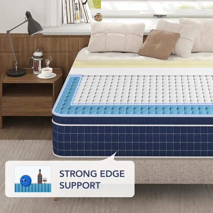 Queen Mattress, 14 Inch Hybrid Mattresses in a Box, Made of Memory Foam and Individual Pocketed Springs, Release Pressure