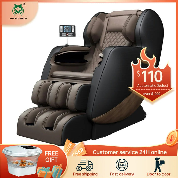 Electric Extended Track Massage Chair Full Body Wrapped Zero Gravity Airbag Vibrating Heating Kneading Relieve Pain Fatigue Gift