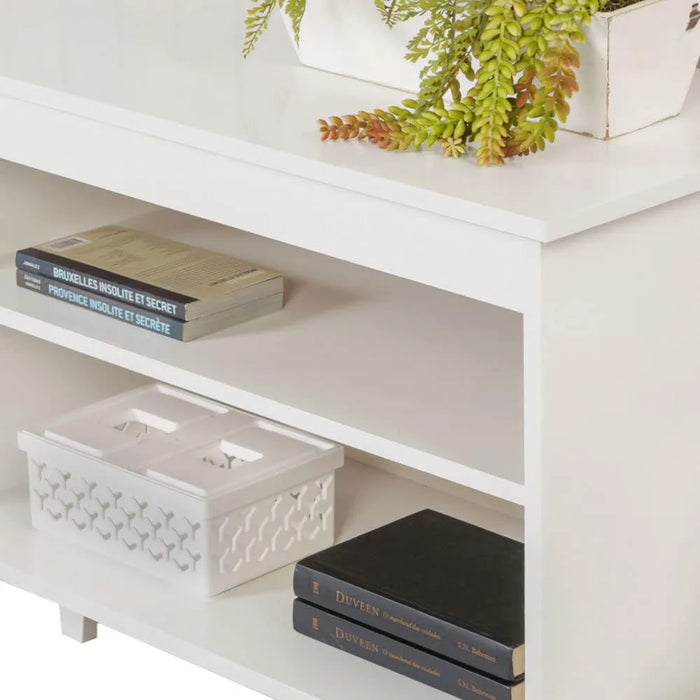 TV Stand Cabinet With 4 Shelves and Cable Management Tv Stand Living Room Furniture Wooden 23'' H X 15'' D X 53'' L – White Home