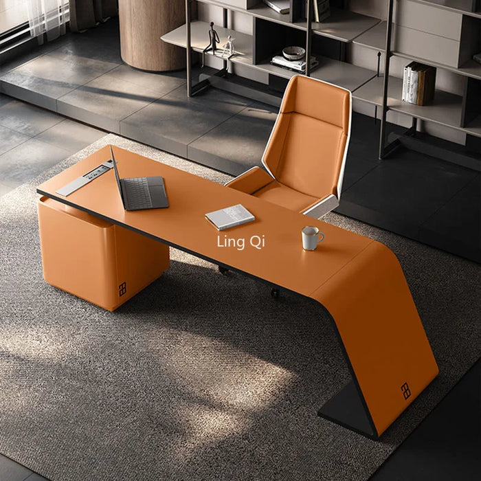 Designer Light Luxury Office Desk Boss Vanity Light Luxury Boss Computer Desks Organizer Home Mesa Escritorio Office Furniture