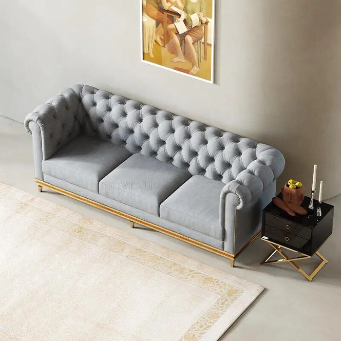 Nordic Office Upholstered Chesterfield Sofa ArmChair High Quality Grey Fabric Sofa Set Muebles Hogar Bedroom Furniture WXHYH