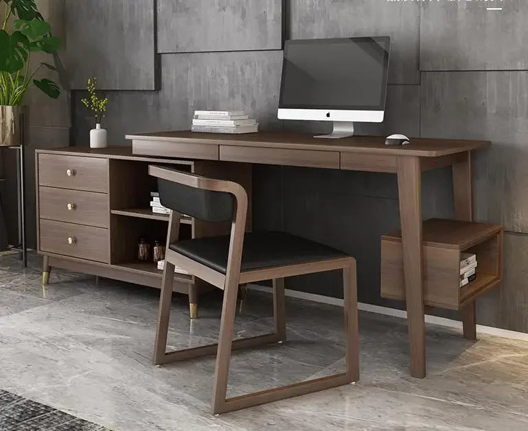 Corner desk bookshelf combination Nordic family simple desktop computer desk bookcase integrated student writing desk