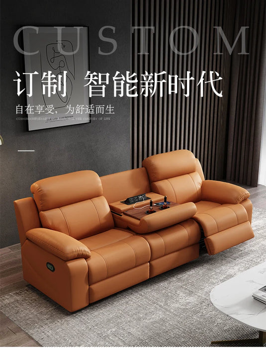 Space electric cabin living room intelligent small household simple modern multi-function cinema seat leather sofa
