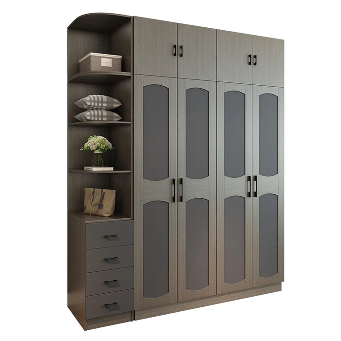 Nordic wardrobe simple modern economic assembly bedroom cabinet solid wood overall combination 2345 large wardrobe