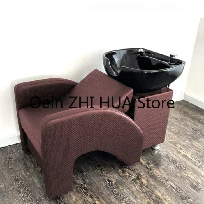 Barber Shop Lounge Shampoo Chair Hair Wash Bed Hairdressing Big Shampoo Chair Comfort Luxury Massageador Salon Furniture QF50SC