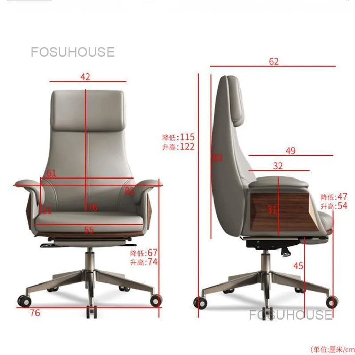 Leather Office Chairs Business Computer Chair High Back Study Boss Chair Lifting Swivel Armchair Gaming Chair Bedroom Furniture