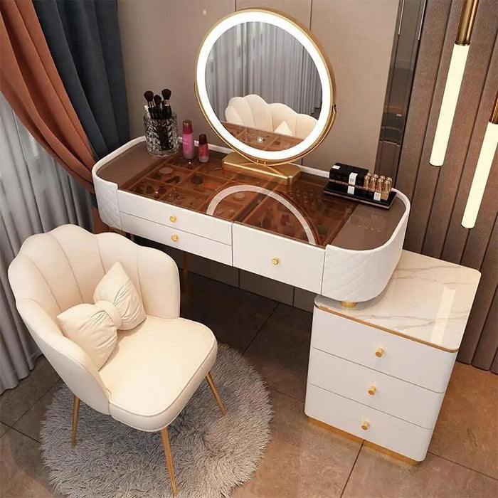 Nordic Mirror Makeup Vanity Table Dressing Table Dressers Bedroom Luxury Dresser Light Vanity Desk De Chevet Bedroom Furniture