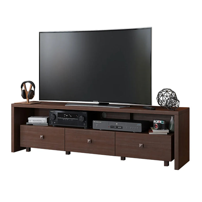 34810574 Elegant Modern TV Stand for TVs Up To 75" with Storage, Wood-like Finish, Hickory Brown，70.75 X 15.25 X 20.00 Inches