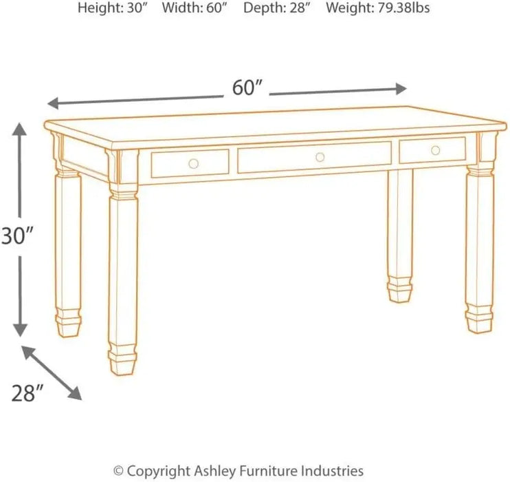 Bolanburg Farmhouse 60" Home Office Writing Desk with Drawers, Whitewash