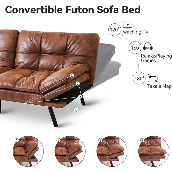 Office Sofa Apartment Living Room Sofas Faux Leather Futon Sofa Couch Bed Dark Brownfreight Free Furniture Home