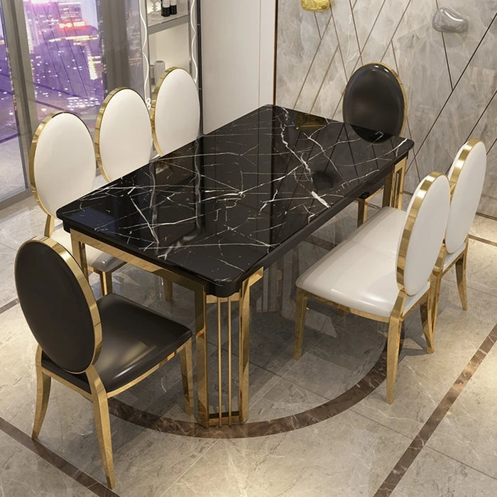 Nordic Light Luxury Marble Dinning Table New Modern Simple Rectangular Dining Table Loft Kitchen Furniture Table With Chairs