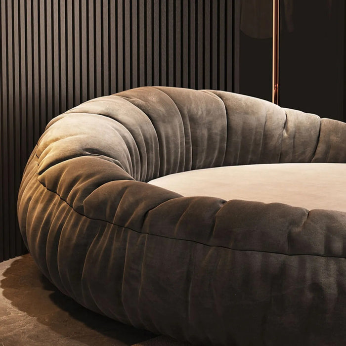 Modern Minimalist Round Bed Couple Bed 2M Italian Minimalist Master Bedroom Double Bed Light Luxury Fabric Bed
