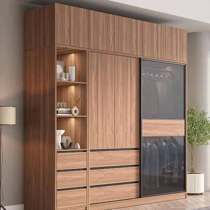 Sliding Doors Wardrobes Glass Transparent Assembled Best Price Cupboard Shelf Hanging Closet Separator Roupeiro Salon Furniture