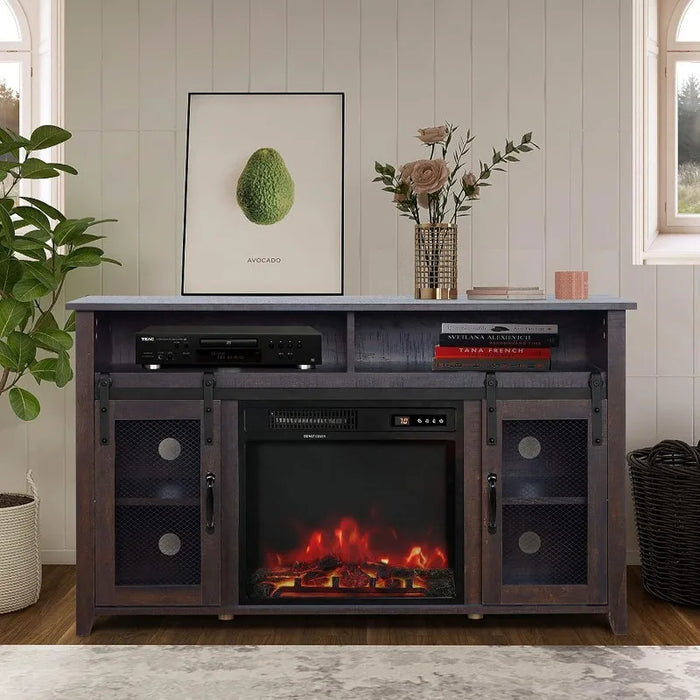 TV Stand for TVs up to 65" with Electric Fireplace Included,Media Storage Television Console for Living Room (Black)