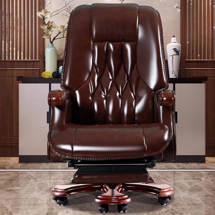 Solid Wood Office Chair Organizer Elastic Leather  Adjustable Executive Roller Office Chair Swivel Luxury Chaises Furniture