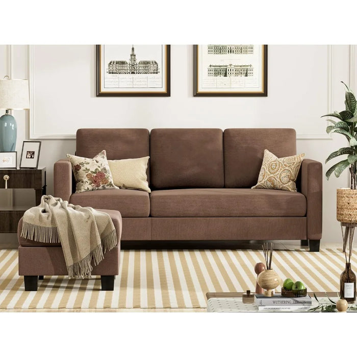 Convertible Sectional Small Sofa L-Shaped Couch Seat with Modern Linen Fabric, for Living Room, Apartment,Study and Office