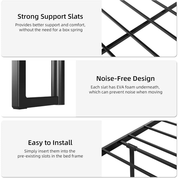 Storage Headboard Bedroom Furniture Noiseless Beds and Furniture for Home Large Bed Frame No Box Spring Required Queen Frames