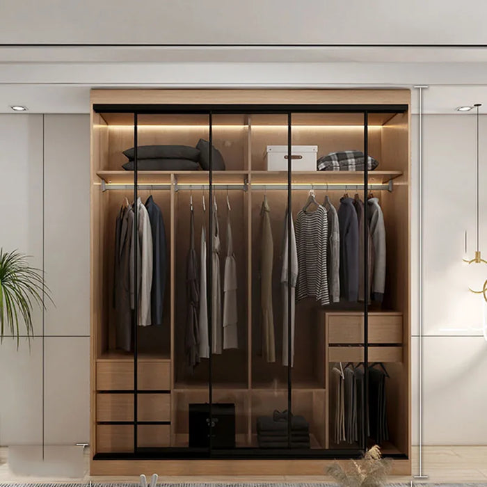 Mobile Cabinet Clothes Wardrobe Open Storage Dresser Modular Hangers Wardrobe Organizers Meuble De Rangement Home Furniture HDH