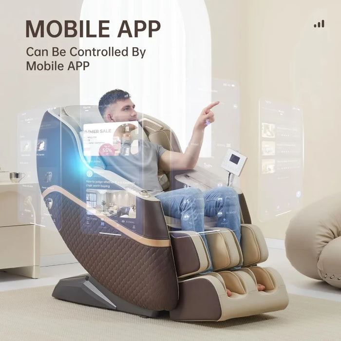 Real Relax Massage Chair, SL Track Full Body Zero Gravity Massage Chair Recliner with 18 Modes Yoga Stretch Blurtooth Heating AP