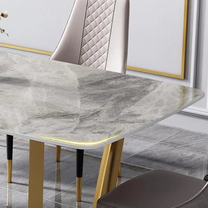 Nordic Light Luxury Rock Board Dining Table Rectangular Simple Modern Villa Home Minimalist Dining Table Indoor Furniture