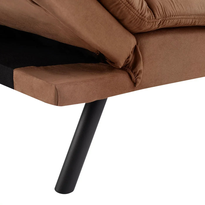 2023 New Mainstays Memory Foam Futon, Camel Faux Suede Fabric Camel