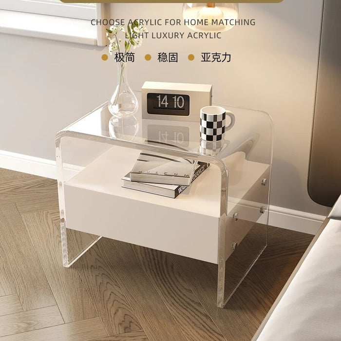 Acrylic Nightstand Mid Century Modern Simple Bedside Tables Bedroom Minimalist Suspension Designer Home Furniture WKNS