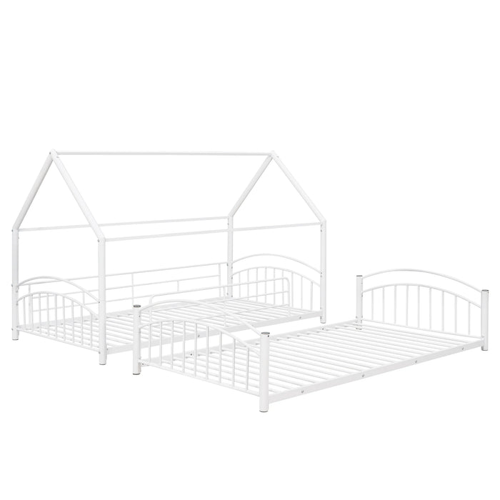 Twin Over Twin Metal Bunk Bed With Slide,Kids House Bed