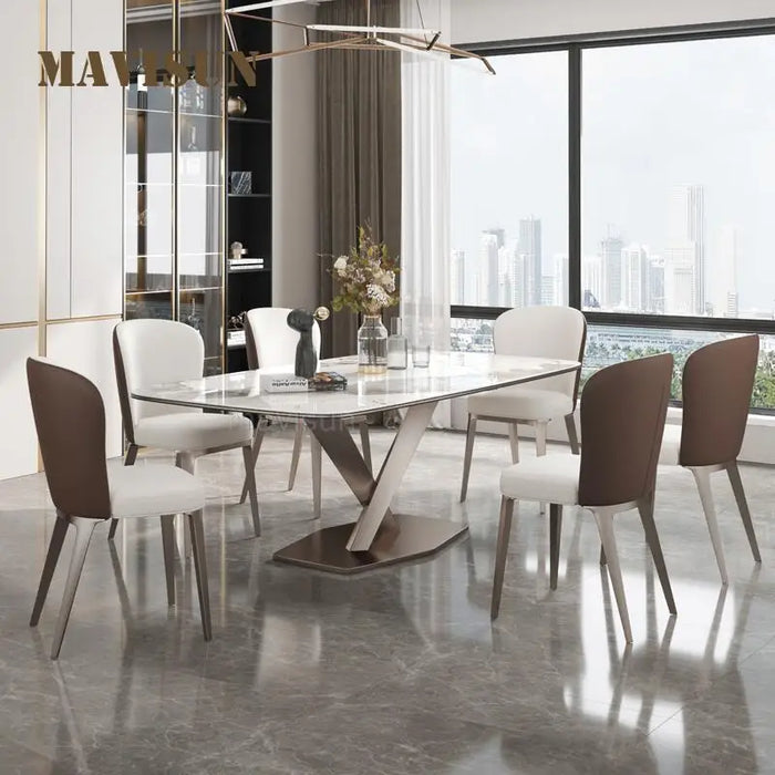 Dinning Table With 6 Chairs Nordic Minimalist Kitchen Furniture Household Light Luxury Marble Modern Creative Dinning Table Set