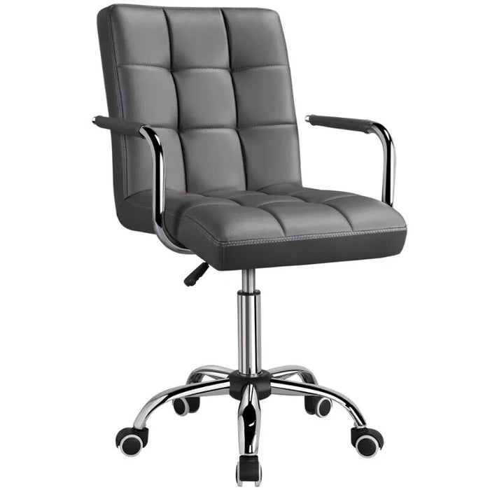 SMILE MART Modern Adjustable Faux Leather Swivel Office Chair with Wheels, Pink office chair recliner chair office furniture