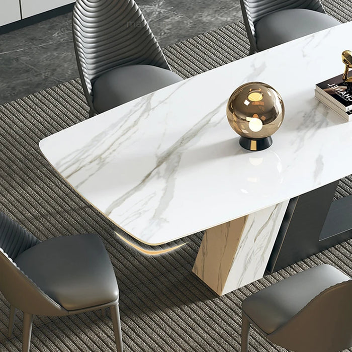 Contemporary Creative Minimalist Large Kitchen Table Set Home Furniture High-End Marble Stone Top Dining Table 2m For 10 People