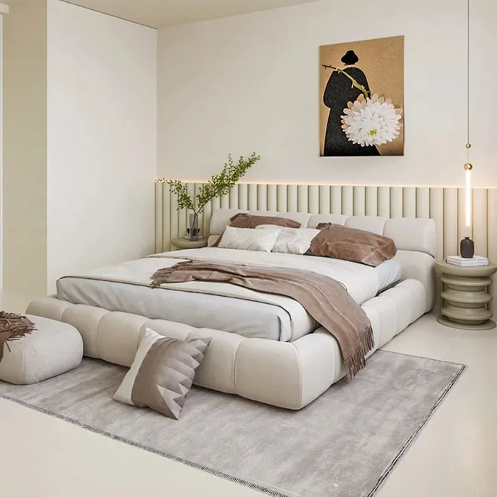 Modern Floor Bed Single Wooden Multifunctional Frame Structure Platform With Nightstands Upholstered Yatak Living Room Furniture