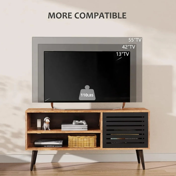 TV Console Table & Entertainment Center Mid Century Modern TV Stand With Adjustable Shelf for Living Room Furniture Ps5 Cabinet