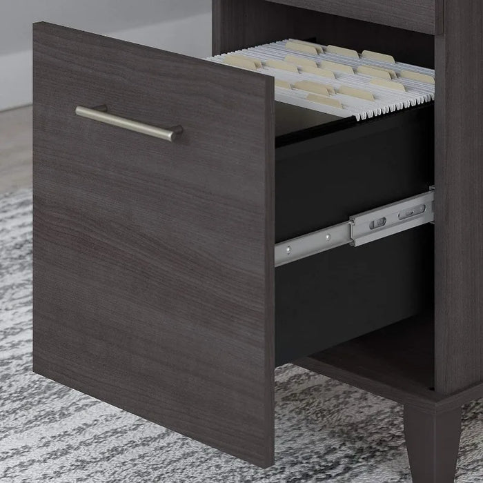 Bush Furniture Somerset Office Desk with Drawers Modern Computer Table in Gray Work Surface for Home Office and Study Room