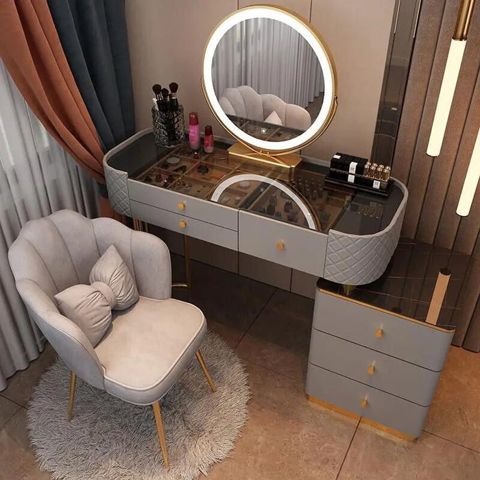 Nordic Mirror Makeup Vanity Table Dressing Table Dressers Bedroom Luxury Dresser Light Vanity Desk De Chevet Bedroom Furniture
