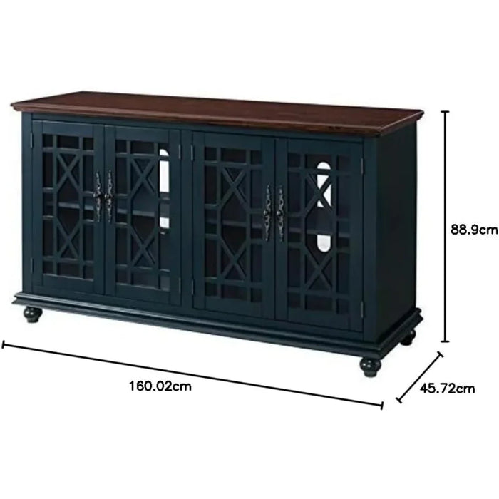 63" W X 35" H Tv Cabinet Palisades TV Stand Catalina Blue With Coffee Top Freight Free Living Room Furniture Home
