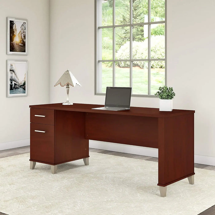 Somerset 72W Computer Desk with Drawers, Large PC Laptop Table for Home Office in Ash Gray