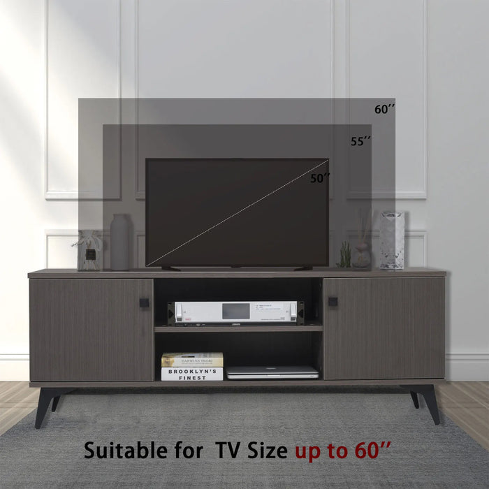 Mid-Century TV Stand with Cabinet Wood Storage TV Console Table,Retro Media Entertainment Center for Living Room Furniture