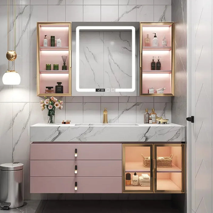 Luxury Bathroom Cabinet vanity with Sink Slate Slab Integrated Washbasin Toilet Combination Washbasin Rock Panel Meuble Evier