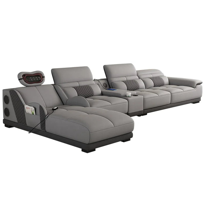 Massage technology cloth living room high-end villa solid wood multifunctional sofa combination