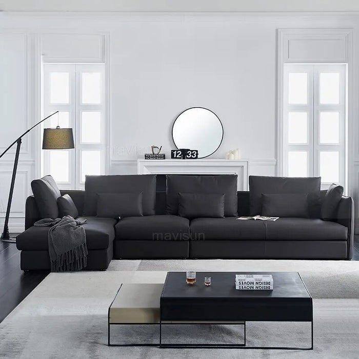 Modern Leather Corner Living Room Sofas Lazy Nordic Chaise Sets for Living Room Black Love Seat 3 Seat Pine Frame Home Furniture