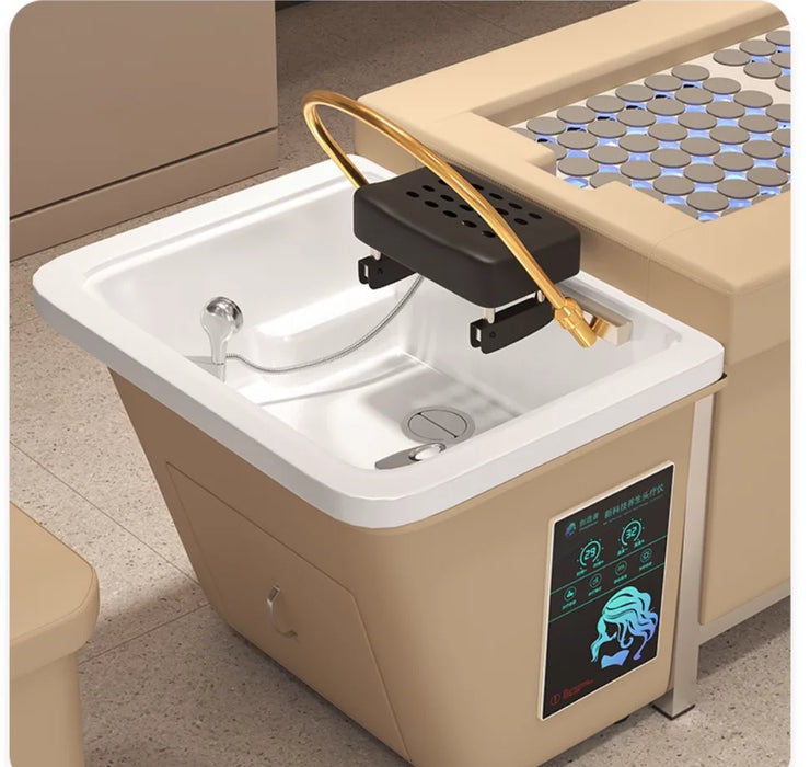 Moxibustion foot bath one Thai shampoo bed intelligent constant temperature water cycle fumigation head treatment bed
