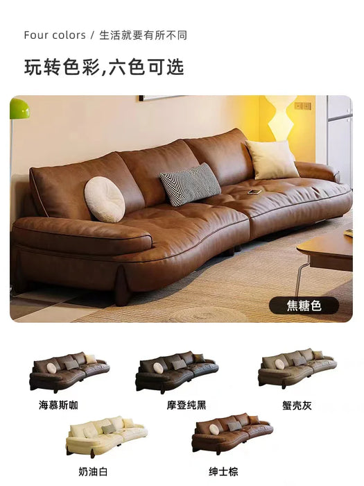 Extreme Faction Leather Sofa Home Living Room Modern Brown Retro Italian Minimalist Designer Small Household Creative Sofa