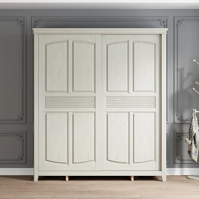 Lightweight and luxurious solid wood wardrobe with sliding doors for current household bedrooms, two door coat cabinets, storage